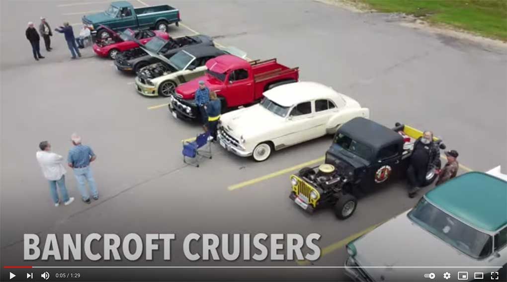 Aerial view of cars at our gathering